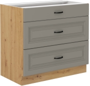Przejdź do produktu Szafka kuchenna dolna szufladowa 80 D 3S BB jasny szary mat/ dąb artisan KLEO CLAYGREY/AR