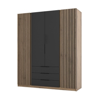 Szafa MAJA 2 LAM 2F 3S EV/BL front czarny/korpus dąb evoke