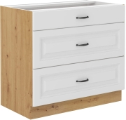 Przejdź do produktu Szafka kuchenna dolna szufladowa 80 D 3S BB biały mat/ dąb artisan KLEO WH/AR