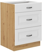 Przejdź do produktu Szafka kuchenna dolna szufladowa 60 D 3S BB biały mat / dąb artisan KLEO WH/AR