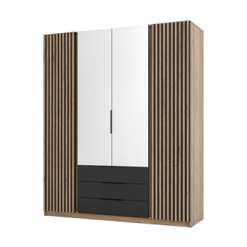 Szafa MAJA 2 LAM 2LUSTRO 3S EV/BL front czarny/korpus dąb evoke