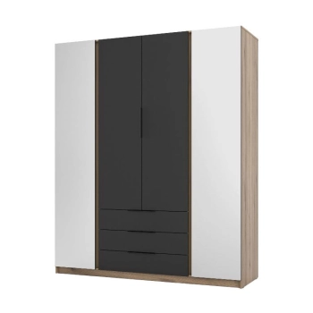 Szafa MAJA 2 LUSTRO 2F 3S EV/BL front czarny/korpus dąb evoke