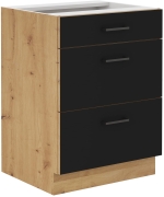 Przejdź do produktu Szafka kuchenna dolna szufladowa 60 D 3S BB QUADRO czarny mat MODERNO 