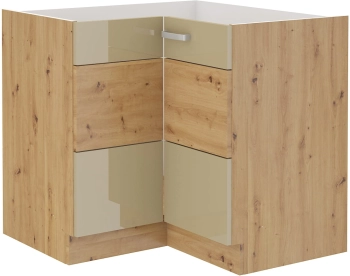 Szafka kuchenna dolna narożna 89x89 DN 1F BB cappucino połysk ARTIS