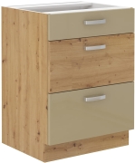 Przejdź do produktu Szafka kuchenna dolna szufladowa 60 D 3S BB cappucino połysk ARTIS