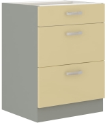 Przejdź do produktu Szafka kuchenna dolna szufladowa 60 D 3S BB kremowy połysk IGA KREM