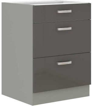 Szafka kuchenna dolna szufladowa 60 D 3S BB szary połysk IGA GREY