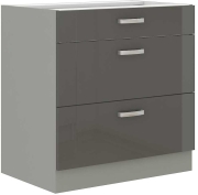 Przejdź do produktu Szafka kuchenna dolna szufladowa 80 D 3S BB szary połysk IGA GREY