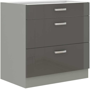 Szafka kuchenna dolna szufladowa 80 D 3S BB szary połysk IGA GREY