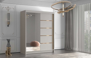 Szafy przesuwne 150cm z lustrem kaszmir i półkami