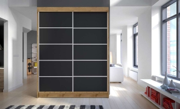 camino4_artisan_czarny,150cm Szafa CAMINO (DUBLIN), szafa przesuwna, garderoba, szafa do sypialni, szafa z lustrem.jpg