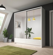 Przejdź do produktu Szafa przesuwna LUMER II 204 cm z lustrem biały połysk do sypialni