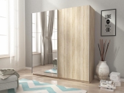 Przejdź do produktu Szafa przesuwna ELIO II 150 cm do pokoju sypialni z lustrem dąb sonoma