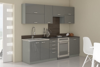 Grey 2 240cm, meble kuchenne, kuchnia na wymiar, szafki kuchenne, szafki do kuchni MDF, kuchnia w połysku, blaty kuchenne.jpg