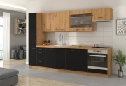 Przejdź do produktu Zestaw mebli kuchennych MODERNO dół czarny, góra dąb artisan 300cm 