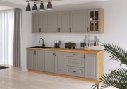 Przejdź do produktu Zestaw mebli kuchennych KLEO CLAYGR/AR jasny szary / dąb artisan 260cm