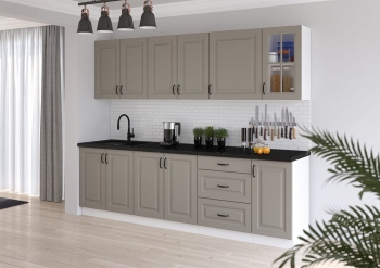 STILO 260 CLAYGREY-WH 1, meble kuchenne, kuchnia na wymiar, szafki kuchenne, szafki do kuchni MDF, kuchnia w połysku, blaty kuchenne.jpg