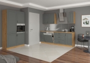 Przejdź do produktu Zestaw mebli kuchennych KLEO DUSTGR/AR ciemny szary / dąb artisan 120x230cm