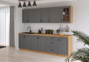 Przejdź do produktu Zestaw mebli kuchennych KLEO DUSTGR/AR ciemny szary / dąb artisan 260cm