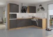 Przejdź do produktu Zestaw mebli kuchennych KLEO GRAMAT/AR grafit mat / dąb artisan 285x170cm