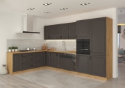 Przejdź do produktu Zestaw mebli kuchennych KLEO GRAMAT/AR grafit mat / dąb artisan 210X350cm