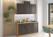 Przejdź do produktu Zestaw mebli kuchennych KLEO GRAMAT/AR grafit mat / dąb artisan 150cm