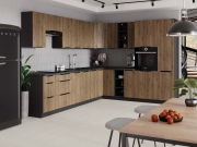 Przejdź do produktu Zestaw mebli kuchennych kuchnia narożna MONZANA dąb okapi 310x250cm na wymiar