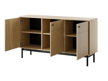 PIASKI~3.JPG Japandi dab linea bok k104 otwarte meble pokojowe ORIENT, komoda na stelażu, komoda do salonu kaszmir, szafka rtv, witryna na nóżkach czarnych, komoda dąb linea, ława na czarnych nogach, witryna ze szkłem dąb linea kaszmir
