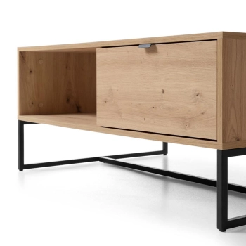 Amber_101837 meble pokojowe AMBRA, meble do salonu, dąb artisan komoda, witryna przeszklona, szafka rtv, witryna na nóżkach, komoda na metalowym stelażu.jpg