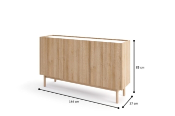 BOHO K-144_83 wymiar_dimensiosn meble pokojowe SERENA, meble do salonu, dąb RIVIERA komoda, witryna przeszklona, szafka rtv, witryna na nóżkach, komoda na drewnianych nogach.jpg