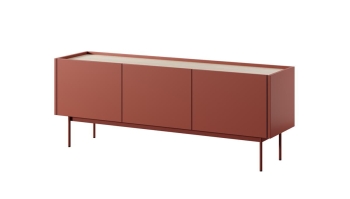 Piaski 23 07 13 Color RTV ceramic red dab linea biale tlo Meble do slonu SECTRUM, komoda na nóżkach, ceglana komoda, witryna kaszmirowa, ława do salonu.jpg