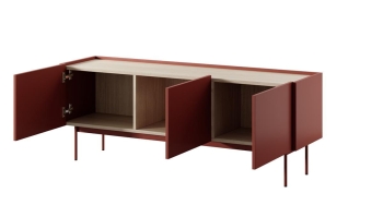 Piaski 23 07 13 Color RTV ceramic red dab linea otwarte biale tlo Meble do slonu SECTRUM, komoda na nóżkach, ceglana komoda, witryna kaszmirowa, ława do salonu.jpg