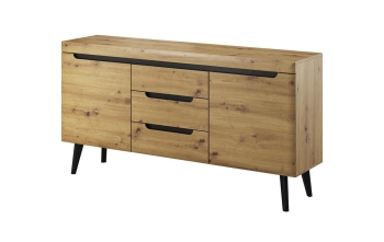 Nordi_aranz_2019_02_08 meble pokojowe BJORN dąb artisan, meble pokojowe na drewnianych nogach, komoda dąb artisan, komoda styl skandynawski, komoda na drewnianych nóżkach, witryna do salonu, komoda do salonu, ława pokojowa na nóżkach