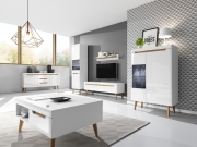 Przejdź do produktu PÓŁKA BJORN P107 bialy połysk MDF na drewnianych nóżkach styl skandynawski