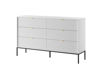 Piaski 23 06 28 Nova Komoda biala front biale tlo Meble pokojowe na stelażu LUMINA, meble pokojowe frez fronty, komoda kaszmir, toaletka na stelażu kaszmir, komoda złoty stelaż, toaletka frez, meble czarny szare czarne,