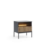 Przejdź do produktu SZAFKA NOCNA LUXOR S54 1 PKT LED czarna dąb wotan na metalowych nóżkach