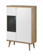 Przejdź do produktu WITRYNA VIVO PWT90 biała dąb riviera na drewnianych nóżkach do salonu pokoju