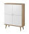 Komoa_PK107 meble pokojowe VIVO dąb biały, komoda na drewnianych nogach, styl skandynawski, witryna na drewnianych nogach, szafka rtv biała, komoda dąb riviera, witryna biała, komoda do salonu biała, komoda na nogach