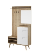 Przejdź do produktu GARDEROBA VIVO PG110 biała dąb riviera na drewnianych nóżkach do salonu pokoju, garderoba do przedpokoju