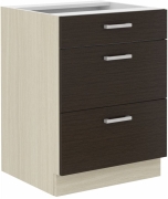 Przejdź do produktu Szafka dolna szufladowa 60 D 3S BB dąb ferrera/legno ciemne HARMONIA 