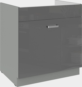 Szafka kuchenna dolna zlewowa, szufladowa 80 ZL 1S BB szary połysk IGA GREY