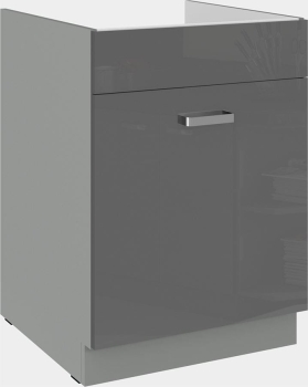 Szafka kuchenna dolna zlewowa, szufladowa 60 ZL 1S BB szary połysk IGA GREY