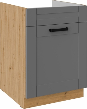 Szafka kuchenna dolna zlewowa, szufladowa 60 ZL 1S BB ciemny szary mat/artisan LUNEA DUSTGREY/AR