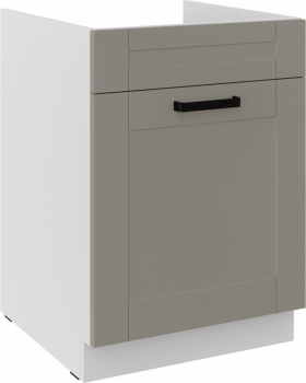 Szafka kuchenna dolna zlewowa, szufladowa 60 ZL 1S BB jasny szary mat/biały mat LUNEA CLAYGREY/WH