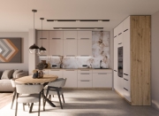 Przejdź do produktu Zestaw mebli kuchennych SOLEA kaszmir / dąb artisan 310x180cm