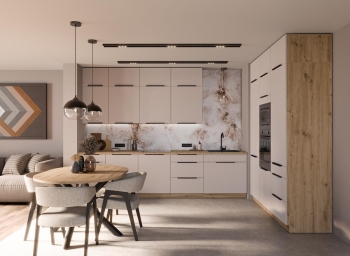 Meble kuchenne na wymiar, kuchnia kaszmir, Zestaw mebli kuchennych SOLEA kaszmir / dąb artisan