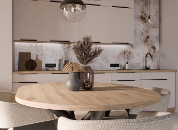 Meble kuchenne na wymiar, kuchnia kaszmir, Zestaw mebli kuchennych SOLEA kaszmir / dąb artisan