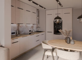 Meble kuchenne na wymiar, kuchnia kaszmir, Zestaw mebli kuchennych SOLEA kaszmir / dąb artisan