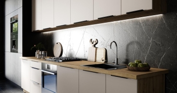 Zestaw mebli kuchennych SOLEA kaszmir / dąb artisan 330cm