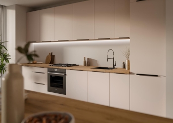 Zestaw mebli kuchennych SOLEA kaszmir / dąb artisan 390cm